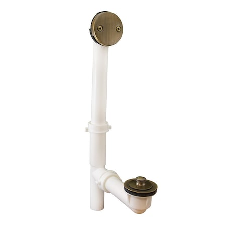 Jones Stephens Antique Brass Two-Hole Friction Lift Bath Waste Kit, Tubular Full Kit, PVC P3751AB